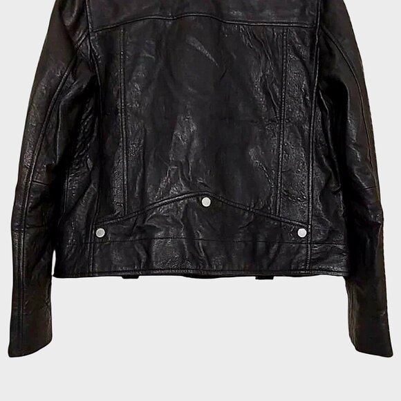 NWT 7 For All Mankind Asymmetrical Black Leather Moto Biker Jacket Edgy/Rocker L - Picture 8 of 11